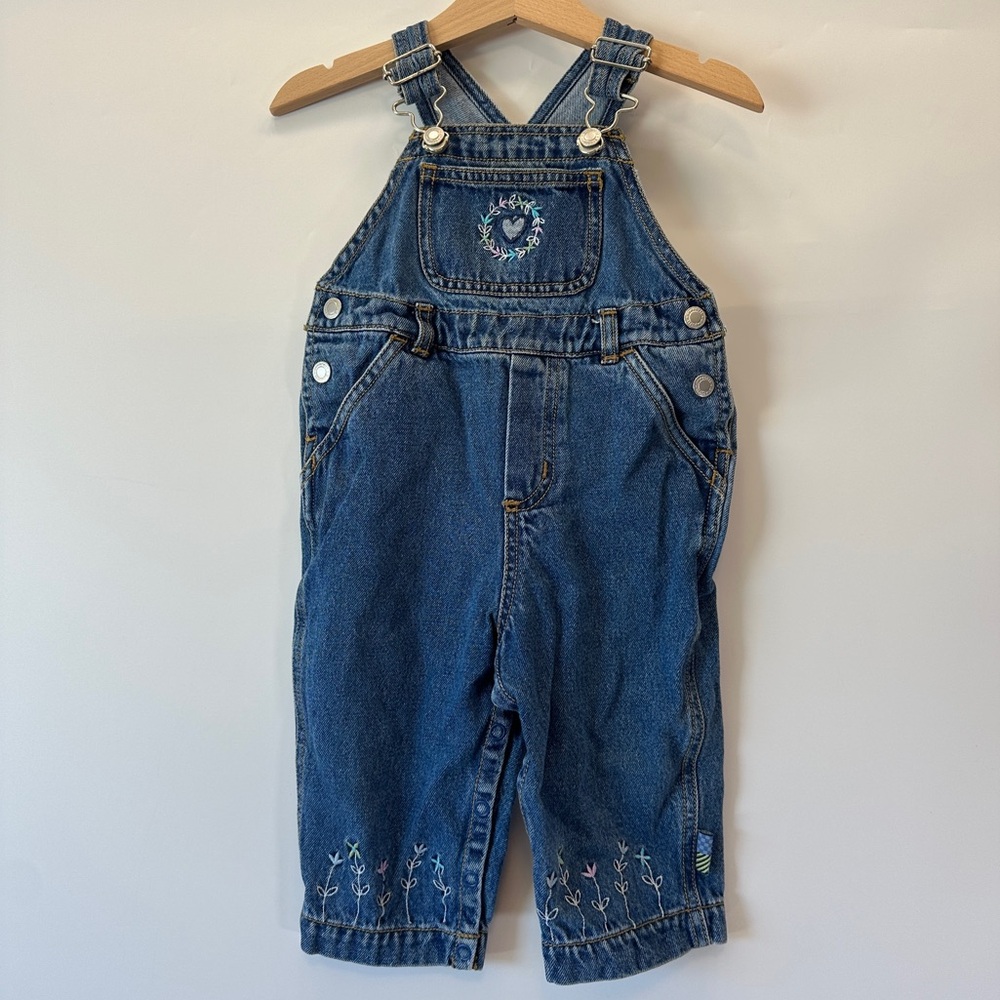 VTG Gymboree Rainbow Label 1999 12-18 Months Girls Embroidered Overalls XX-SMALL